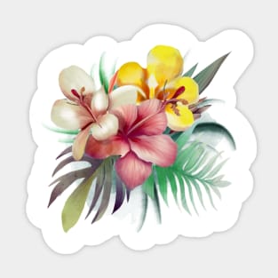 Watercolor tropical flowers Sticker